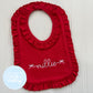Red Ruffle Bib or Burp - Name with Bows