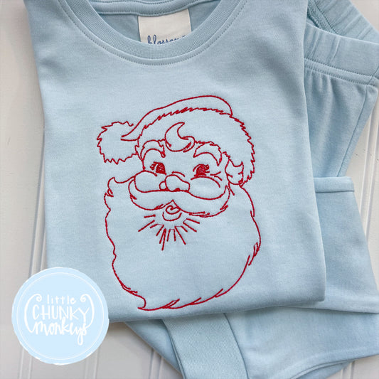 Light Blue Fitted Pajamas - Stitch Jolly Santa