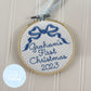 Heirloom Bow First Christmas Ornament - Blue