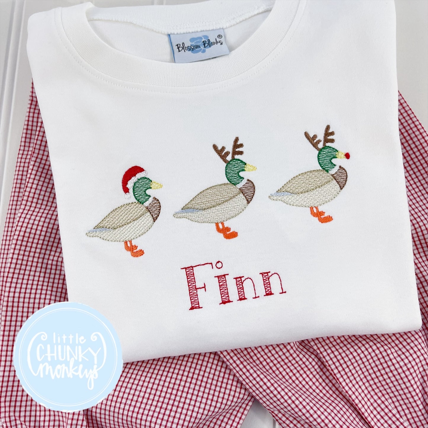 Boy Shirt - Santa Reindeer Mallard Trio