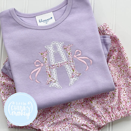 Girl Shirt - Double Stack with Bows on Lilac