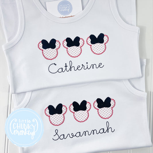 Girl Shirt or Tank Top - Mouse Trio with Black Bow
