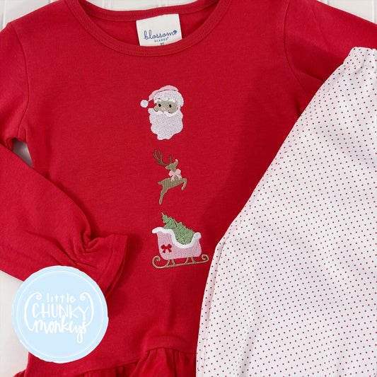 Girl Shirt - Santa, Rudolph, Sleigh Trio