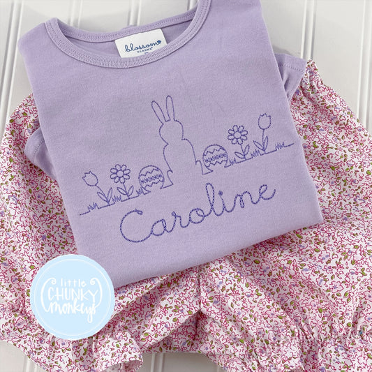 Girl Shirt - Bunny Scene in Lilac