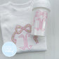 White Sweatshirt Bubble - Applique Bow and Initials