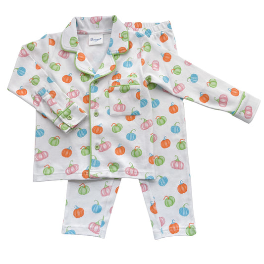 Pumpkin Green Trim - LS Button up Set - 3T