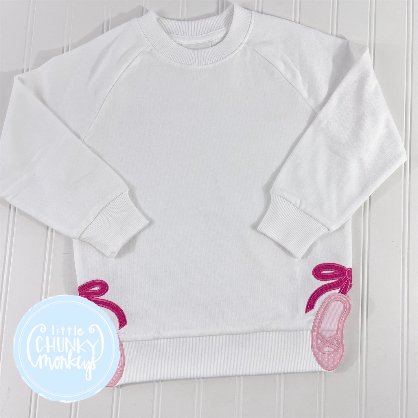 Side Ballet Sweatshirt - Grandmillennial Side Bow Ballet Applique