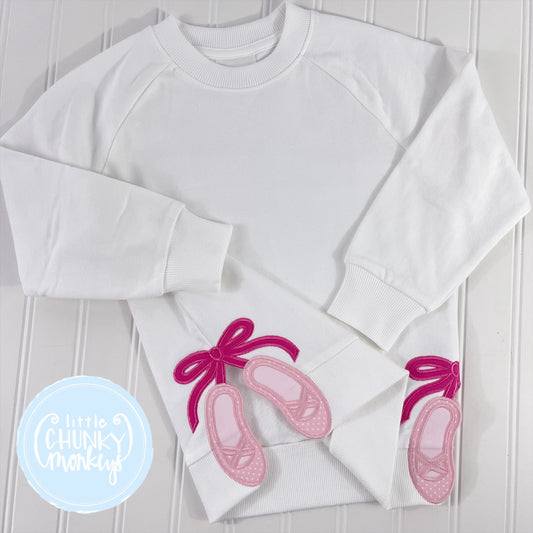 Side Ballet Sweatshirt - Grandmillennial Side Bow Ballet Applique