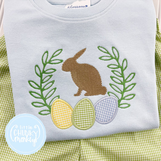 Boy Shirt - Bunny Egg Trio on Light Blue