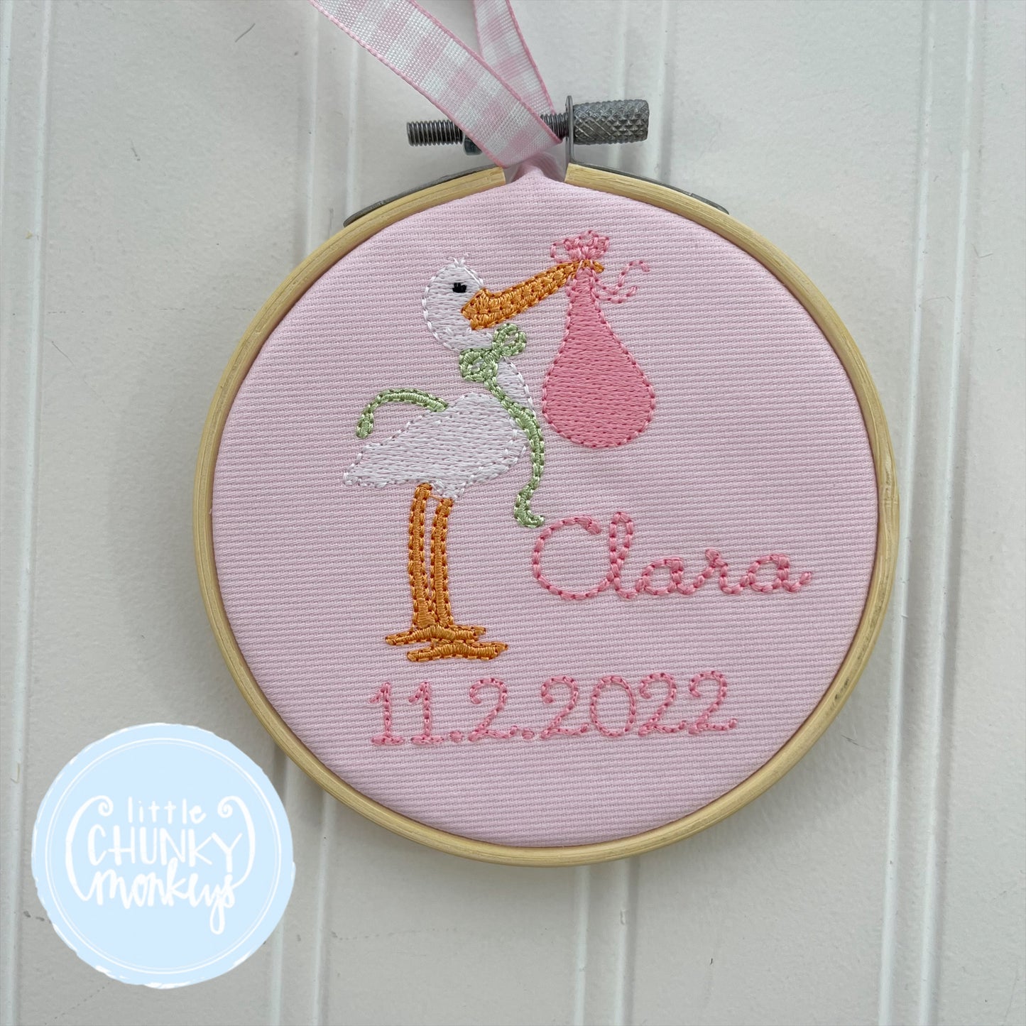 Baby Stork Ornament - Pink