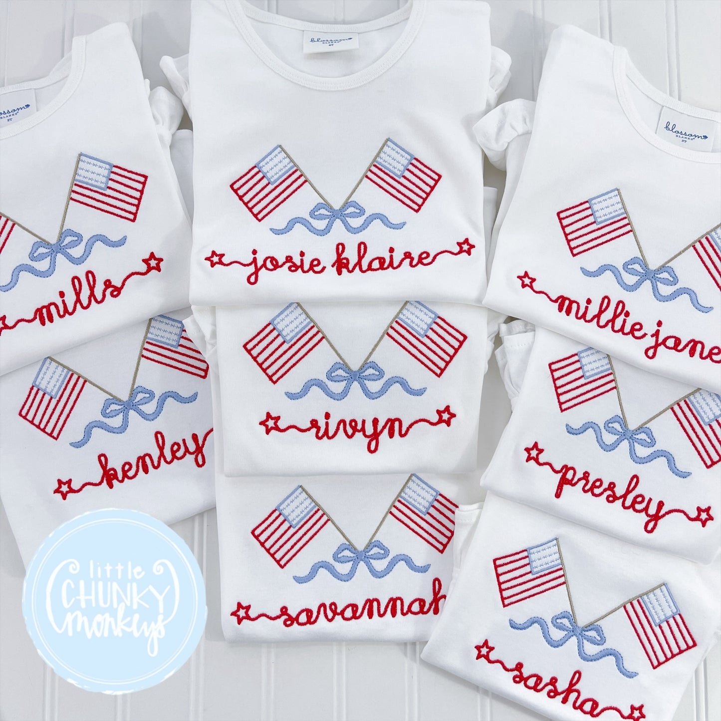 Girl Shirt - Flags with Bow