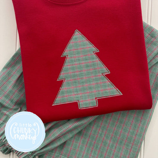 Boy Shirt - Christmas Tree Shirt on Red