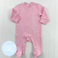 Light Pink Footed Romper - Bow Font