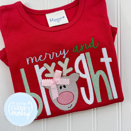 Girl Shirt - Merry & Bright with Bow