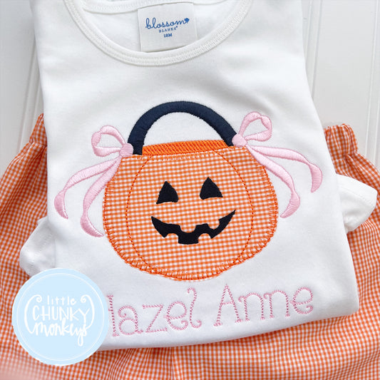 Girl Outfit - Pumpkin Bucket with Bows