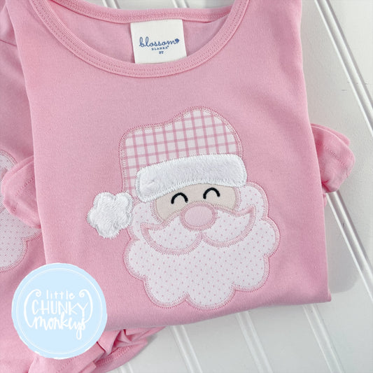 Girl Shirt - Santa on Light Pink