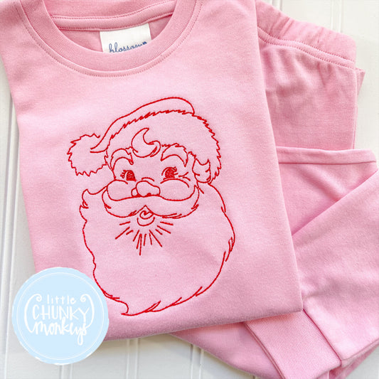Light Pink Fitted Pajamas - Stitch Jolly Santa