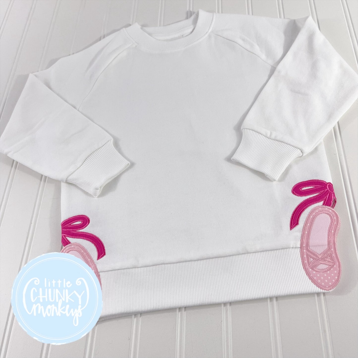 Side Ballet Sweatshirt - Grandmillennial Side Bow Ballet Applique