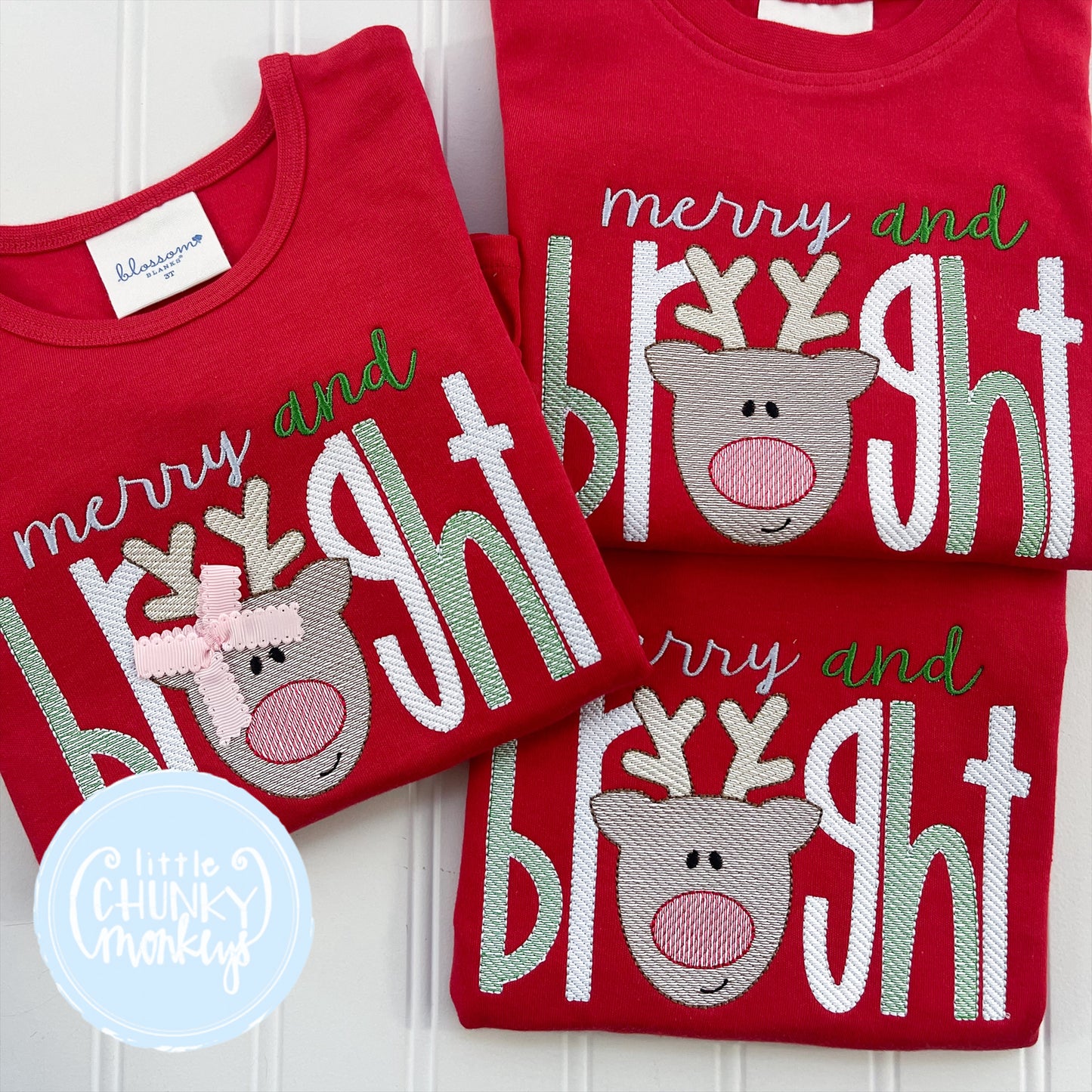 Girl Shirt - Merry & Bright with Bow
