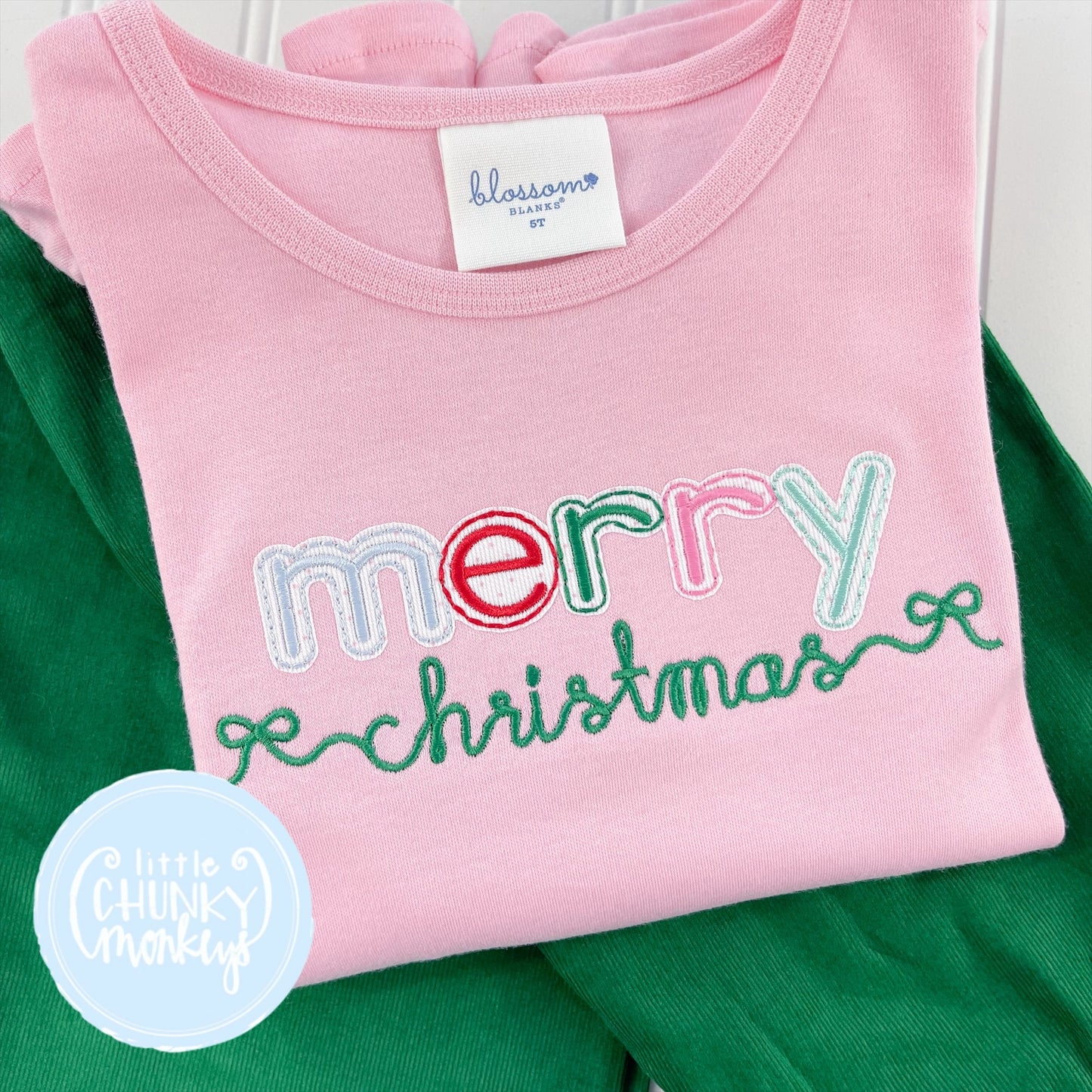 Girl Shirt - Merry Christmas on Light Pink