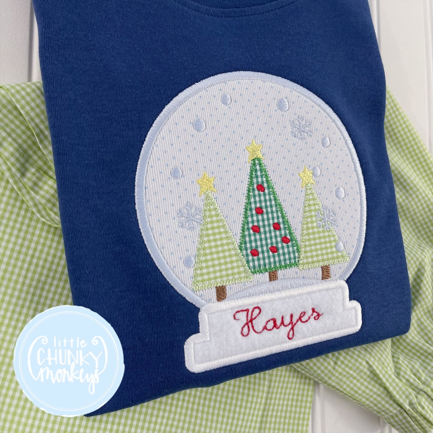 Boy Shirt - Snow Globe with Tree Trio