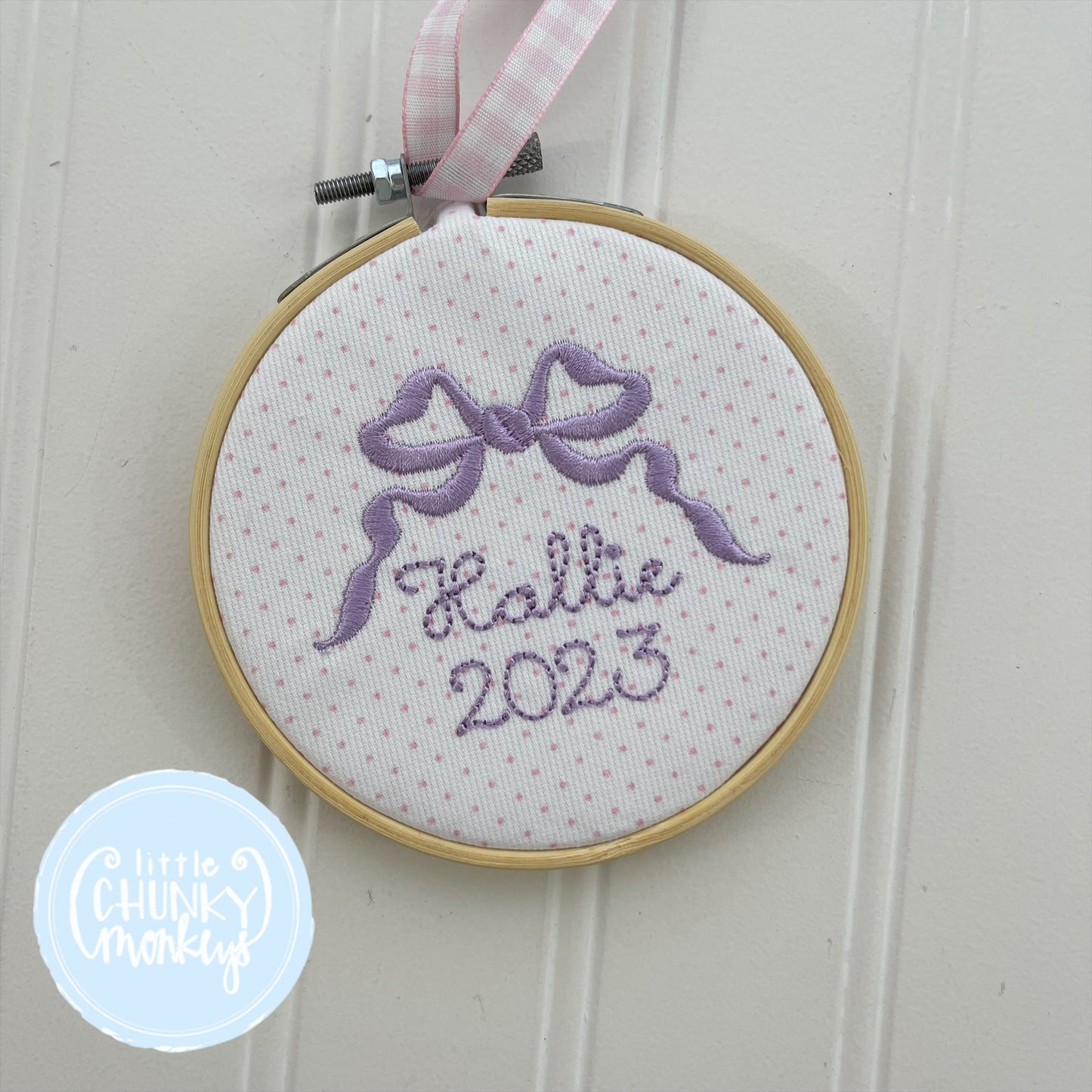 Heirloom Bow with Name Ornament - Purple