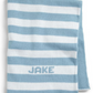Custom Knit Stripe Stroller Blanket - Denim & White