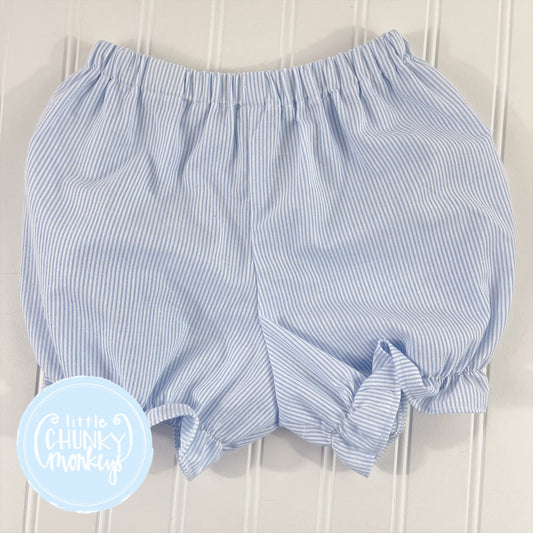 Light Blue Seersucker Ruffle Bloomers - 4T