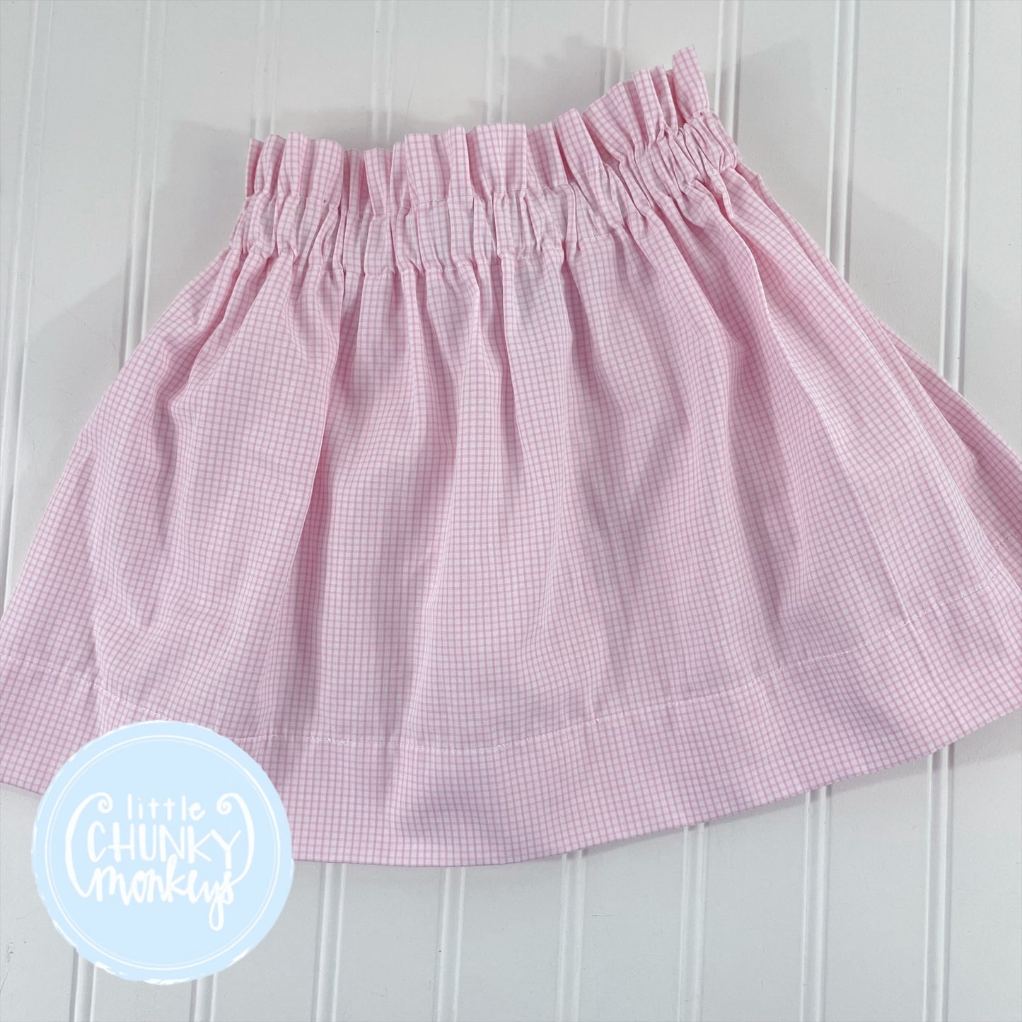 Light Pink Small Check Windowpane Skirt - 4T