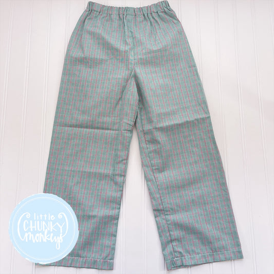 Green & Red Windowpane Classic Pants - 5T