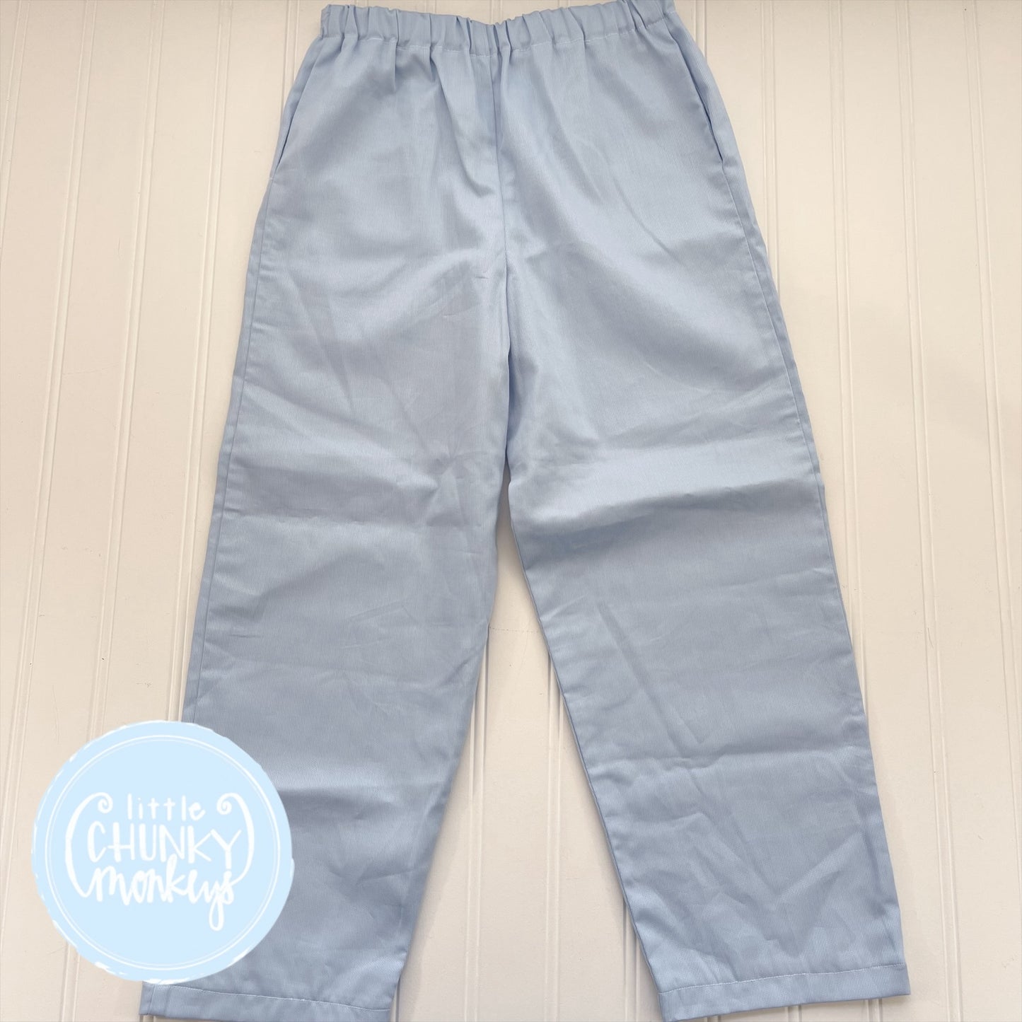 Light Blue Pique Classic Pants with Pockets- 6Y