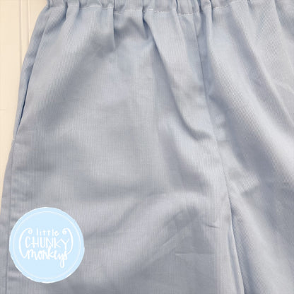 Light Blue Pique Classic Pants with Pockets- 6Y