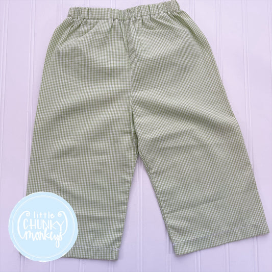 Light Green Gingham Classic Pants - 12m