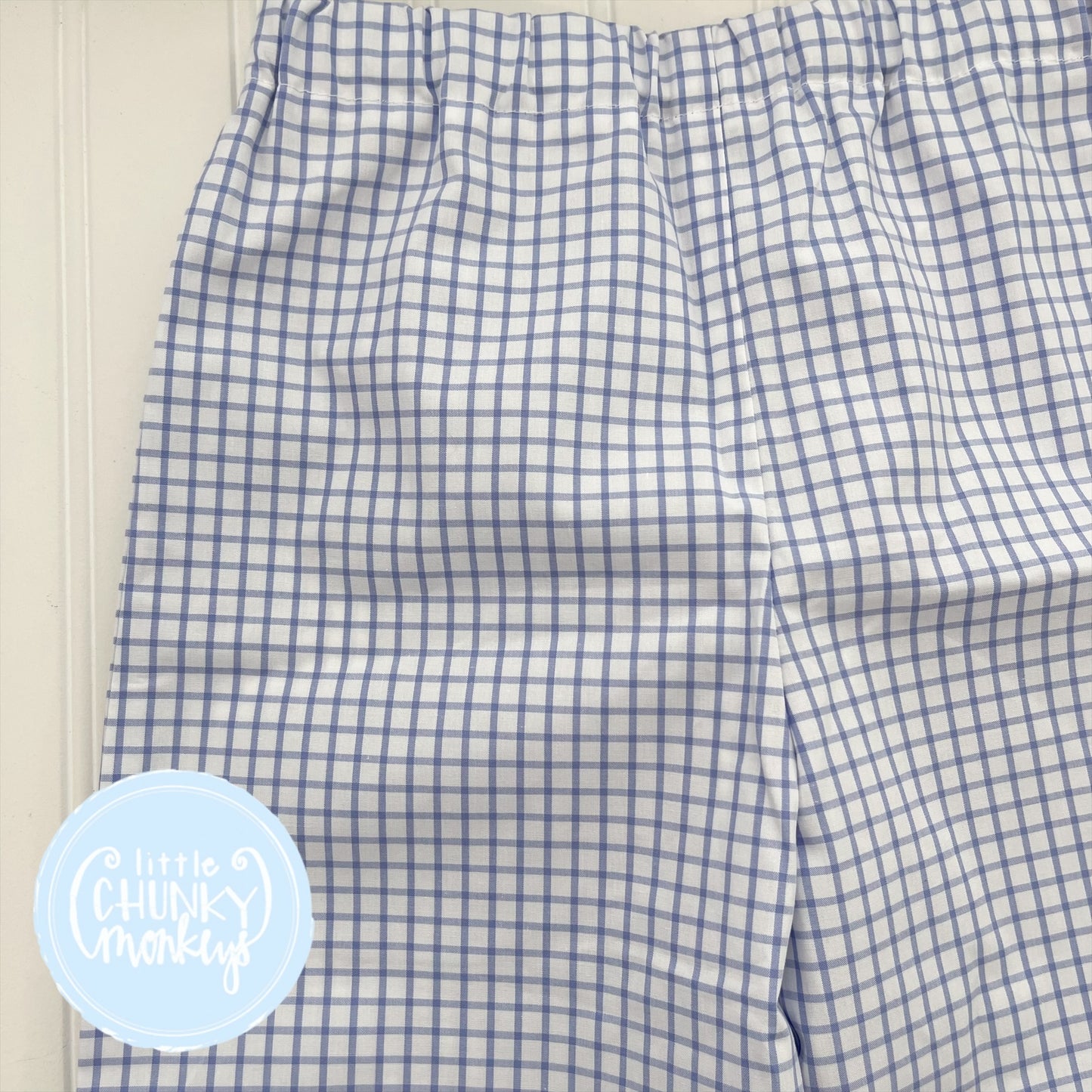 Light Blue Windowpane Classic Pants - 6Y