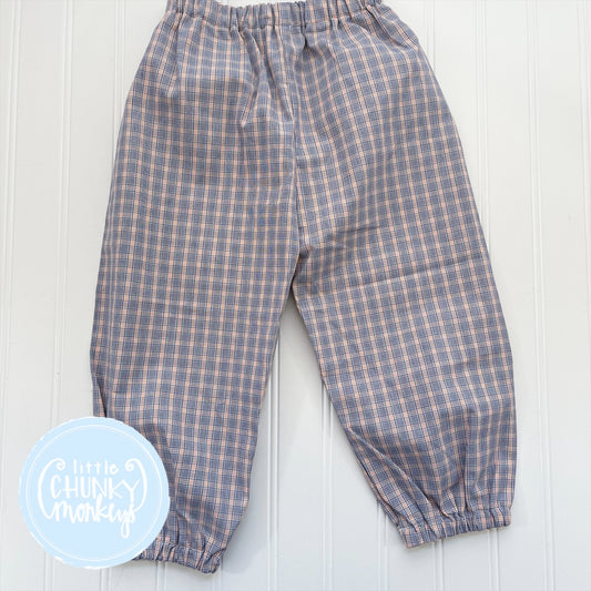 Navy & Orange Windowpane Bloomer Pants - 2T, 4T