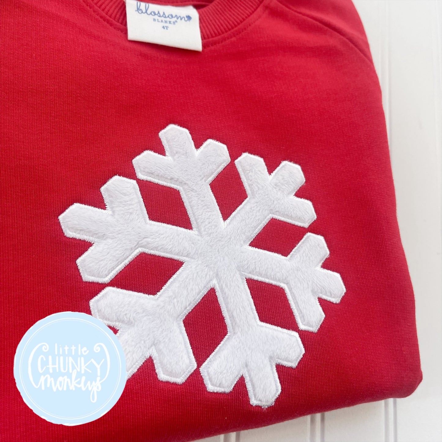 Red Sweatshirt - Fluffy Snowflake - 4T