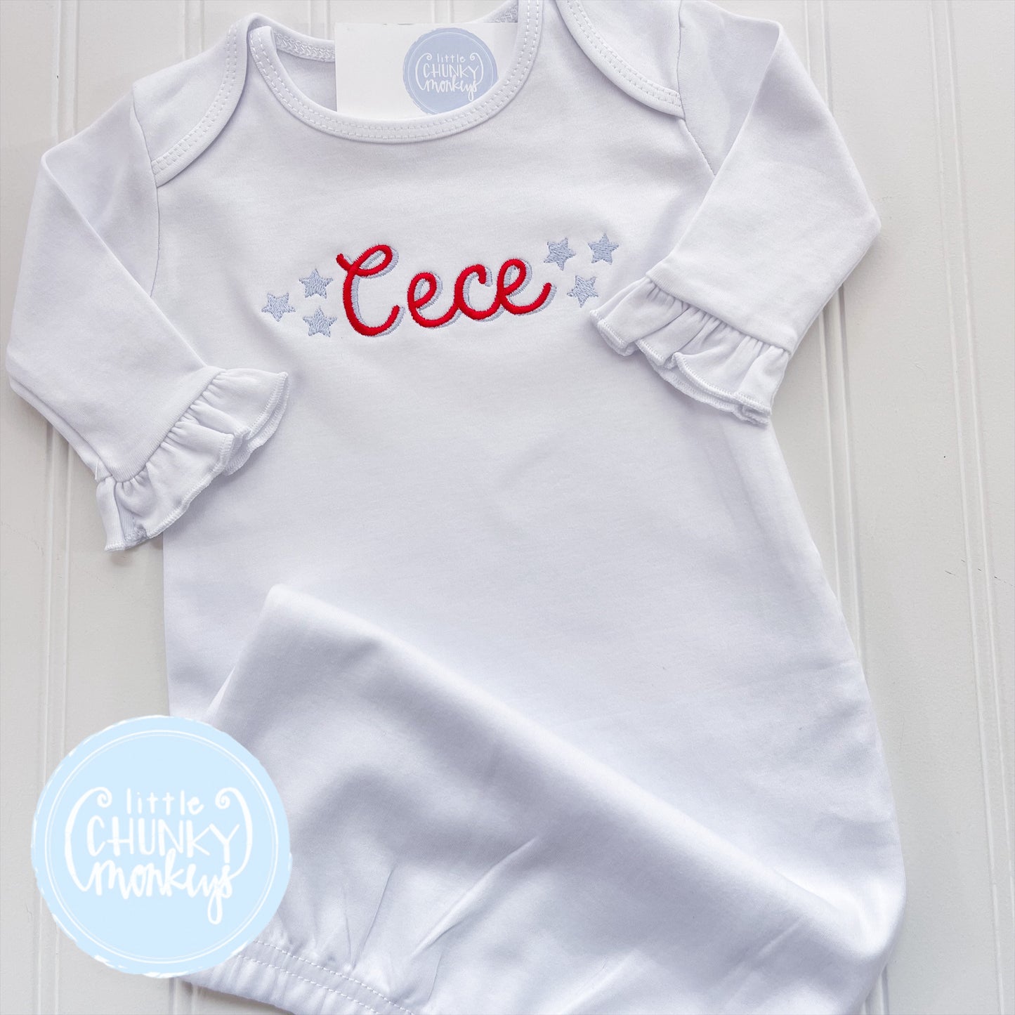 Baby Gown - Patriotic Name and Stars