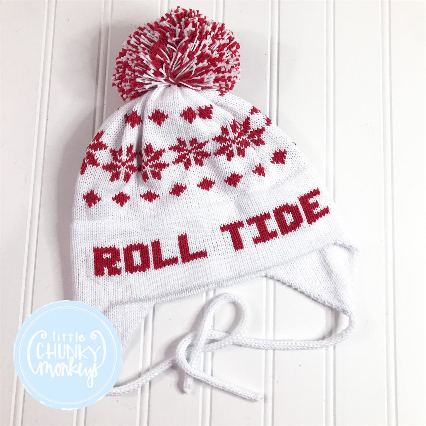 Custom Knit Nordic Hat - Red & White