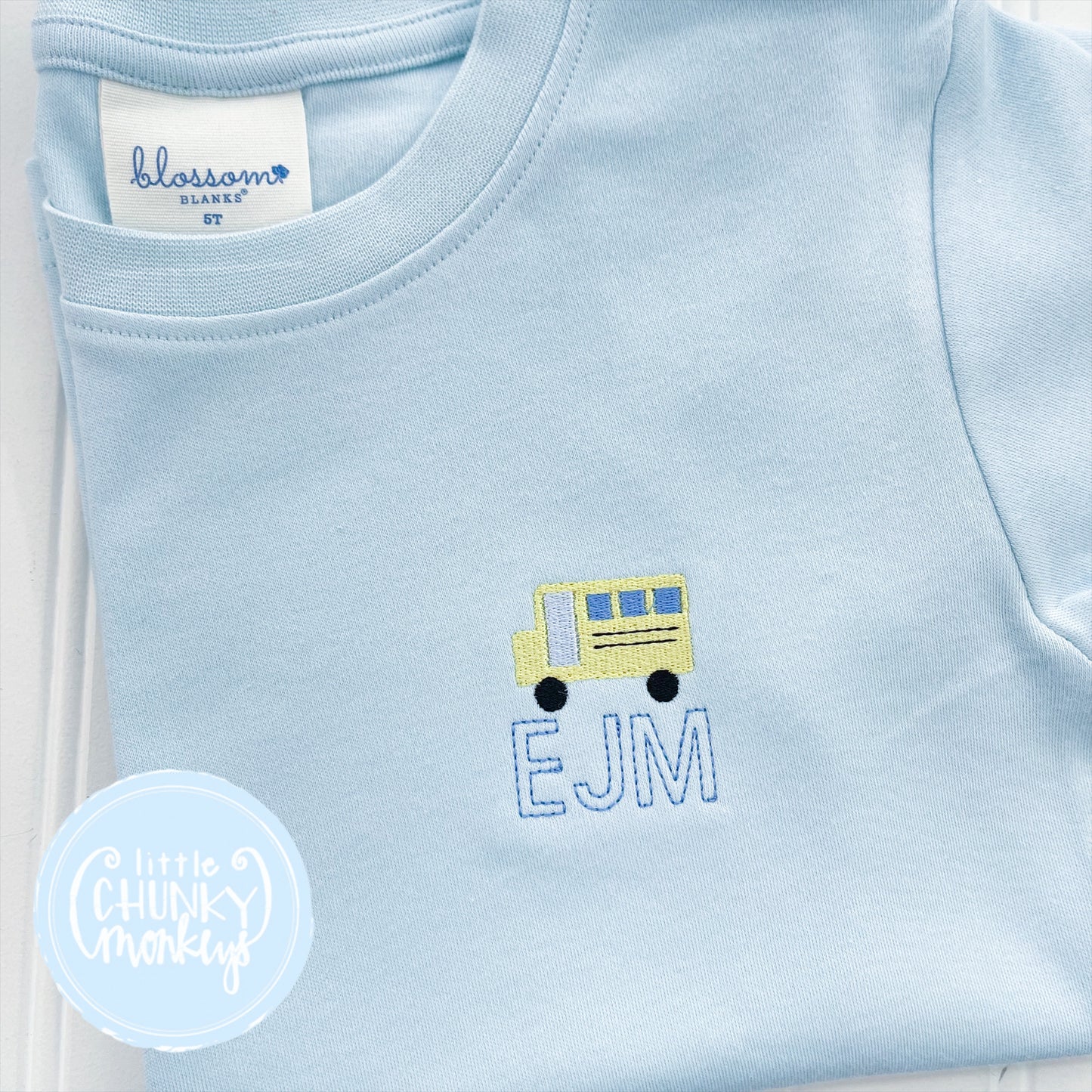 Boy Shirt - Mini Bus on Light Blue Shirt