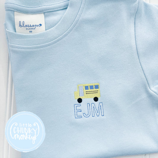 Boy Shirt - Mini Bus on Light Blue Shirt