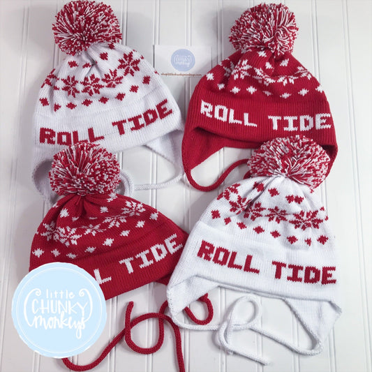 Custom Knit Nordic Hat - Red & White