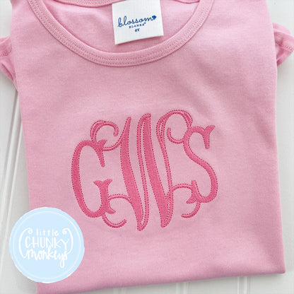 Girl Shirt - Pink Monogram on Pink