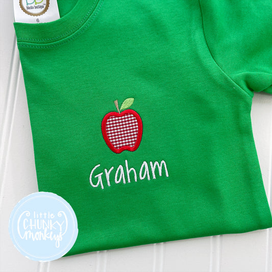 Boy Shirt - Mini Apple on Kelly Green Shirt