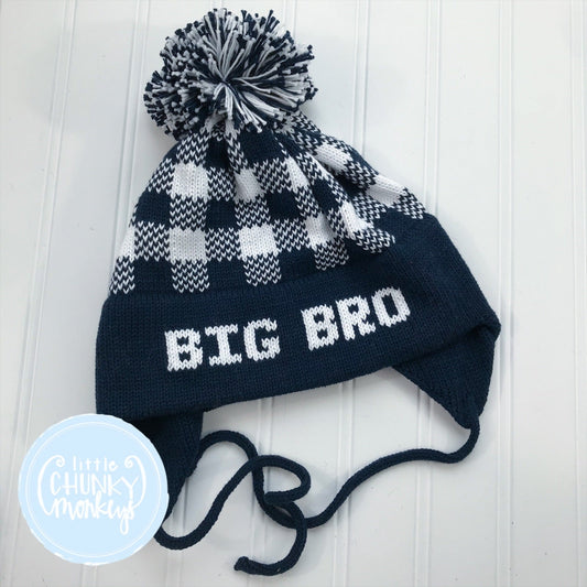 Custom Knit Plaid Hat - Navy Big Bro