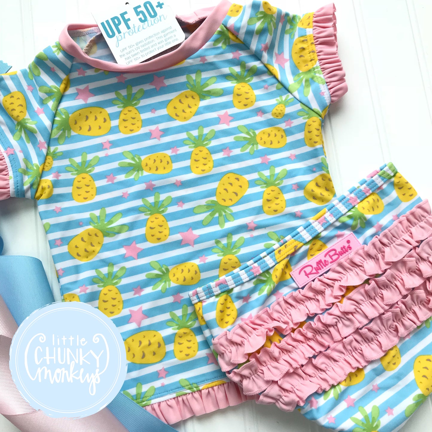 Ready to Ship - Pineapple Two Piece - Ruffle Butts - 6Y