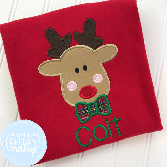 Boy Shirt- Personalized Rudolph with Bow Tie