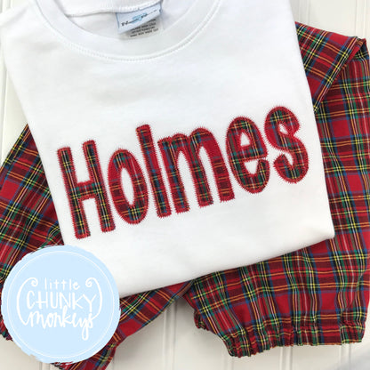 Boy Shirt - Applique Name in Tartan