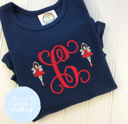 Girl Shirt- Personalized Sugar Plum Fairy on Navy