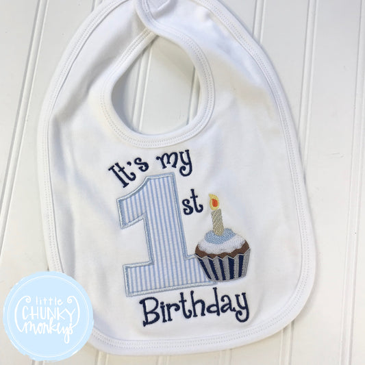 Baby Unisex Bib with 1st Birthday and Personalization
