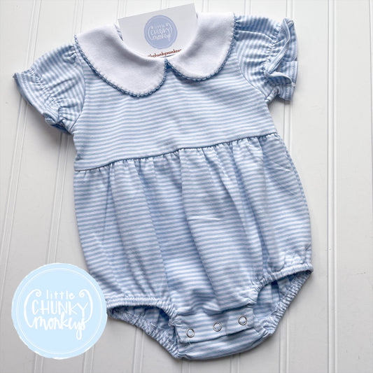 Blue and White Stripe Peter Pan Bubble - 3T